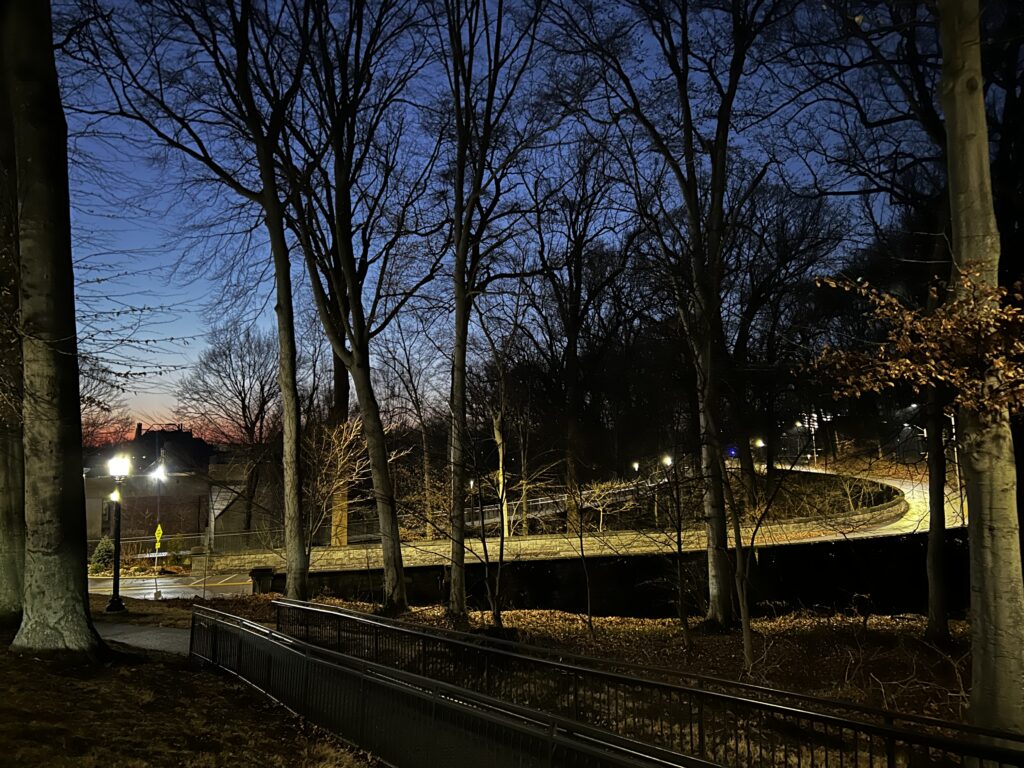 The trail along San Martin Drive, my favorite and frequent night walk during which I call my parents.